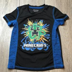 Jumping Beans Active Boys SS Minecraft Graphic Print Tee Shirt Blue Black 4T